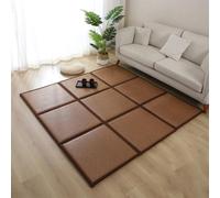 Generico Materasso da Pavimento Modulare in Rattan, Tappeto da Zona con Cuciture in Rattan Tatami Giapponese su Due Lati di Spessore 2,2 cm for Soggiorno Sala Giochi(Striped brown,180 * 180cm)