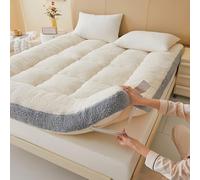 Generico Materasso Giapponese Da Pavimento, Soffice E Morbido Materasso Da Pavimento, Materasso Futon Portatile Arrotolabile Con Cinghia Di Fissaggio Elastica(White,120x200cm)