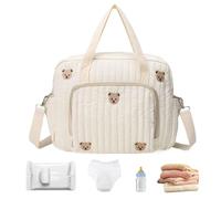 Generico Maternity Travel Storage Bag - Diaper Tote Organizer, Cartoon Bear Essentials Carrier, Multi Pocket Portable Design, Waterproof Durable Build | Practical Care Solution For Hospital Delivery
