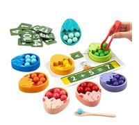 Generico Math Toys Educational Clip Bead Game Counting Color Sorting Toy Set Wooden Dinosaur Egg Arithmetic Learning Toys For Kids Education Number Cognitive Color Matching