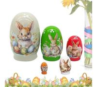 Generico Matriosche In Legno - Matrioska In Legno A Tema Coniglio Di Pasqua Per La Decorazione Primaverile | Matriosche Russe Tradizionali - Per Bambini E Adulti Soggiorno Camera Da Ingresso Scriv