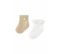Generico Mayoral Calzini Bambina con Pizzo in Cotone 6-24 Mesi, Calze Corte Eleganti Neonata, Set 2 Paia Beige e Bianco 6 Mesi, Bianco Pizzo