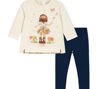 Generico Mayoral Completo Neonato 9 Mesi - Set Maglietta Manica Lunga 3D e Leggings - Outfit Bambina 2785 (Jeans, 9 Mesi)