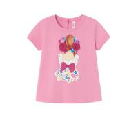 Generico Mayoral T-Shirt Bambina Rosa in Cotone - Maglietta Estiva con Stampa Ragazza, Fiocco 3D e Fiori Colorati,1014 (Rosa, 24 Mesi)