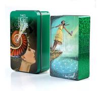Generico Mazzo di Tarocchi del Veggente della Luce in Una Scatola di Latta, Tarocchi Classici per Principianti (Verde Dorato) The Light Seers Tarot