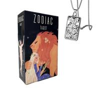 Generico Mazzo di tarocchi dello zodiaco - 12x7cm, inglese, per principianti, comprese le carte dei tarocchi e la collana dei tarocchi