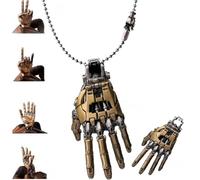 Generico Mechanical Bionic Hand Pendant,Movable Finger Joints Robot Hand Charm Jewelry,Steampunk Mechanical Hands Necklace (yellow, 2.05x0.94in)