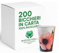Generico Mecup Bicchieri in Carta, Bicchieri Monouso, 200 Pezzi, Tazza Caffè 200 ml, Usa e Getta, Per Bevande Calde e Fredde, Design Elegante, Igienici, Biodegradabili, Fantasia Floreale