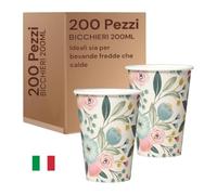 Generico Mecup Bicchieri in Carta, Bicchieri Monouso, 200 Pezzi, Tazza Caffè 200 ml, Usa e Getta, Per Bevande Calde e Fredde, Design Elegante, Igienici, Biodegradabili, Fantasia Floreale