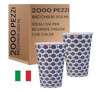 Generico Mecup Bicchieri in Carta, Bicchieri Monouso, 2000 Pezzi, Tazza Caffè 200 ml, Usa e Getta, Per Bevande Calde e Fredde, Igienici, Biodegradabili. Fantasia: Pesciolino Blu Scuro