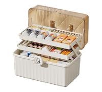 Generico Medicine Organizer Box, Three Layer Storage Case, Portable Pill with Secure Lock, Authentic Compartment System, Clear Visibility Design with Stackable Build, Home Travel for Home Aid