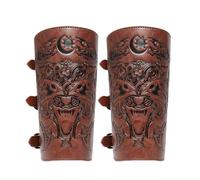 Generico Medieval Arm Guards, Arm Wraps Medieval, 9.65-Inch Pu Leather Knight Bracers with Adjustable Straps, Forearm Protection Wristbands for Cosplay, Halloween, Stage Performances