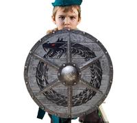 Generico Medieval Shield - 30 Cm Wooden Valhalla Raven Inspired Wall Decor