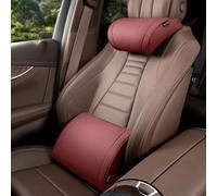 Generico Memory Foam Car Seat Pillows for Driving - Ergonomic Lumbar Support Pillow & Car Neck Pillow Kit for Back Pain Relief / 2-Piece Headrest Set for Auto & Office Chair (Red)