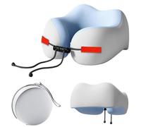 Generico Memory Foam Neck Pillow - Soft Ergonomic Travel Pillow | Breathable Ice Silk Pillowcase | Adjustable Strap, Includes Storage Box, for Sleeping on Airplane Car Camping