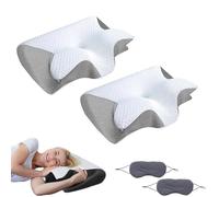 Generico Memory Foam Pillow, Ergonomic Neck Pillow, Orthopaedic Head Neck Support Pillow, for Cervical Spine and Shoulder Relaxation, Improve Sleep Quality, for Side, Back, Stomach Sleeper (Gray*2)