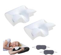 Generico Memory Foam Pillow, Ergonomic Neck Pillow, Orthopaedic Head Neck Support Pillow, for Cervical Spine and Shoulder Relaxation, Improve Sleep Quality, for Side, Back, Stomach Sleeper (White*2)