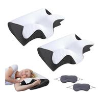 Generico Memory Foam Pillow, Ergonomic Neck Pillow, Orthopaedic Head Neck Support Pillow, for Cervical Spine and Shoulder Relaxation, Improve Sleep Quality, for Side, Back, Stomach Sleeper (Black *2)