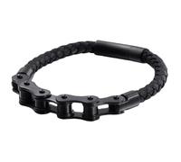 Generico Men Bracelet | 21x0.8cm Stainless Steel Bangle | Bike Chain Woven Leather Cuff Rustproof Adjustable Durable Comfortable Lightweight For Christmas New Year Gift For Him Cool Black Party Dance