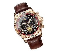 Generico Men s Watches, Waterproof Watch, Metal Case PU Leather Reinforced Glass Analog Display Moon Phase Waterproof Design, Wrist Clock for Work Fishing Sports Mountaineering Activities