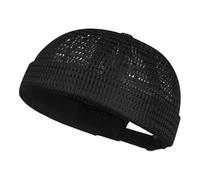 Generico Men's Brimless Hat, Mesh Breathable Fabric Outdoor Sun Hat, Lightweight Quick-Drying cap, Adjustable Buckle Closure, Summer Streetwear Style, Travel And Fishing, Size Fits Most Black