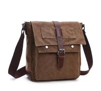 Generico Men's Canvas Bag Busin Casual Crossbody Single Oulder Practical(Coffee small)