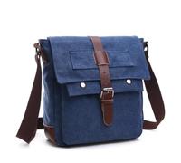 Generico Men's Canvas Bag Busin Casual Crossbody Single Oulder Practical(Deep navy blue)