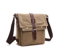 Generico Men's Canvas Bag Busin Casual Crossbody Single Oulder Practical(Khaki small)
