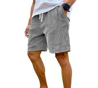 Generico Men's Corduroy Shorts with Elastic Drawstring Waist, Casual Lightweight Summer Shorts with Pockets (B-Gray,L)