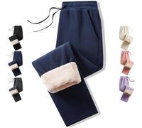 Generico Mens Double-Layer Fleece Lined Thermal Jogger Pant, Winter Warm Straight Leg Drawstring Track Pants, with Pockets (Blue,XXL)