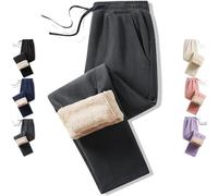 Generico Mens Double-Layer Fleece Lined Thermal Jogger Pant, Winter Warm Straight Leg Drawstring Track Pants, with Pockets (Grey,XXL)