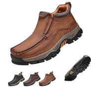 Generico Men's Handmade Genuine Leather Orthopedic Comfortable Walking Boots, Genuine Leather Orthopedic Boots, Spacious Toe Box (Brown,47)