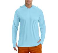 Generico Men's Lightweight Hoodie Summer Casual Pullover Sweatshirt with Raglan Sleeves Breathable Comfortable Streetwear for Daily Wear (Light Blue M)