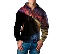 Generico Men's Saint Day Sweatshirt Half Zip Shirt Plus Size Long Sleeve Fashionable Holiday Pullover Cardigan Pile (Blue, L)