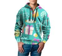 Generico Men's Saint Day Sweatshirt Half Zip Shirt Plus Size Long Sleeve Fashionable Holiday Pullover Sciarpa Grigia (Green, M)