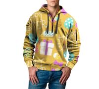 Generico Men's Saint Day Sweatshirt Half Zip Shirt Plus Size Long Sleeve Fashionable Holiday Pullover Sciarpa Grigia (Yellow, L)