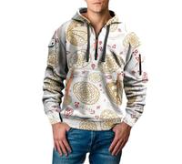 Generico Men's Saint Day Sweatshirt Half Zip Shirt Plus Size Long Sleeve Fashionable Holiday Pullover Sciarpa Grigia (Brown, XXXL)
