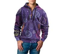Generico Men's Saint Day Sweatshirt Half Zip Shirt Plus Size Long Sleeve Fashionable Holiday Pullover Sciarpa Grigia (Purple, XXXL)