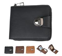 Generico Men's Vintage Compact Zipper Wallet,Multi-Functional Blocking PU Leather Bifold Wallet,Multiple Slot Portable Money Organizer (Black)