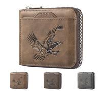 Generico Men's Vintage Eagle Embossed Short Wallet, Men’s Eagle Emblem Wallet, Business Multi Card Slot Wallets for Daily Use (Light Brown)