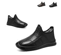 Generico Men's Winter Slip-Resistant Thermal Slip-On Shoes - Waterproof Snow Non Slip for Daily Wear Fleece Lined Booties, Indoor Outdoor Easy-On Slippers for Cold Weather (Black,40)