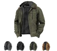 Generico Men's Winter Thickened Fleece Lined Jacket Waterproof Warm Zipped Up Tactical Hoodie Solid Casual Thickened Coat with Pocket (Army Green,XL)