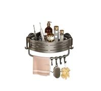 Generico Mensola a ventosa for bagno senza fori, cestino triangolare portadoccia da parete for WC senza fori, mensola for bagno(Gray triangle bar)