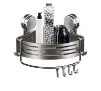 Generico Mensola per doccia con - Organizer a triangolo con, cestino per doccia senza trapano, shampoo balsamo spazzolino da denti lavabo vanità vasca da bagno bagno lavanderia ripostiglio port