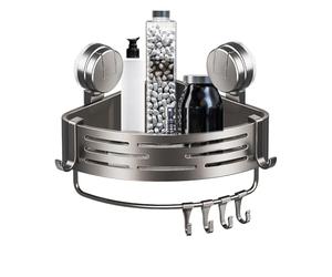 Generico Mensola per doccia con - Organizer a triangolo con, cestino per doccia senza trapano, shampoo balsamo spazzolino da denti lavabo vanità vasca da bagno bagno lavanderia ripostiglio port