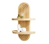 Generico Mensole Boho Da Parete - Finitura In Legno Naturale, Libreria Dal Design Ad Senza, Funzionale Espositore Da Scrivania | Posizionamento Ad Angolo, Utilità Della Lavanderia, Estetica Della Ca