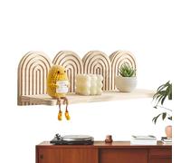 Genérico Mensole sospese Boho da parete | Organizer da esposizione Boho in legno | Mensola bohémien per asilo, per bagno, asilo, casa di campagna, cucina, soggiorno, ufficio, lavanderia, camera da