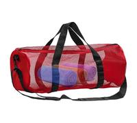 Generico Mesh-Tauchtasche - Extra Große Duffle Bag | Nylonnetz Faltbare Schnorcheltasche Mit Wasserdichtem Boden, Zylindrische Tauchausrüstungstasche Für Flossen Und Maske, Rot-Weiß Gestreift