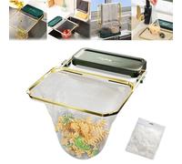 Generico Meshmate Waste Rack, Meshmate Waste Rack Sink, Mesh Mate Rotatable Kitchen Sink Strainer with 100Pcs Filter Mesh Bags, Suction Cup Sink Strainer Rack Sink Filter Holder Foldable (Blue)
