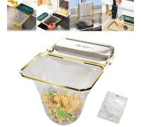Generico Meshmate Waste Rack, Meshmate Waste Rack Sink, Mesh Mate Rotatable Kitchen Sink Strainer with 100Pcs Filter Mesh Bags, Suction Cup Sink Strainer Rack Sink Filter Holder Foldable (White)